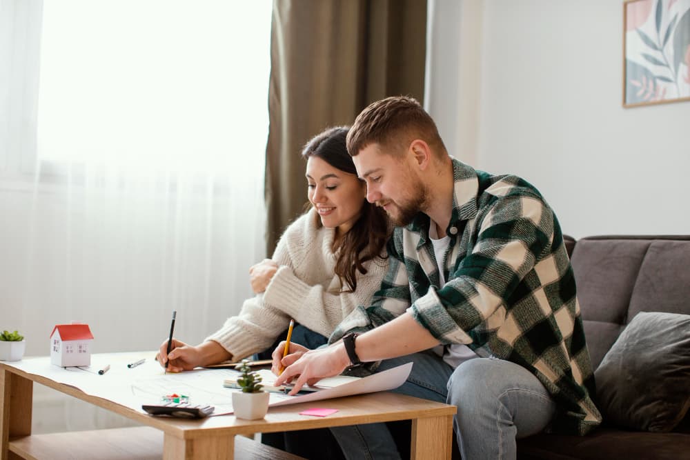 pareja joven contrato compra departamento